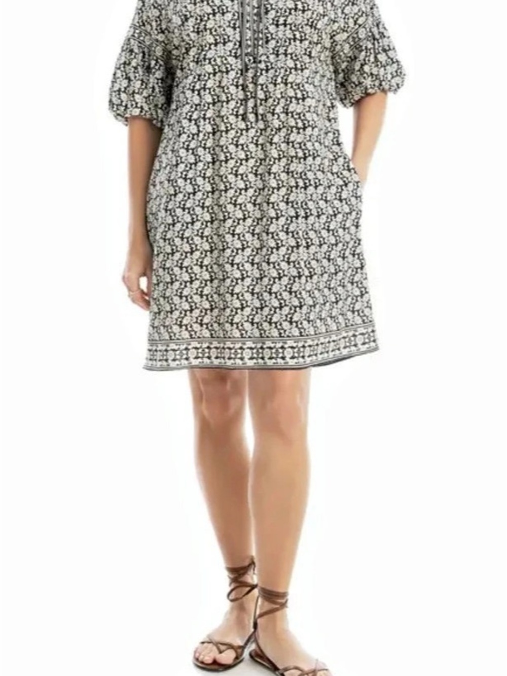 Max Studio Floral Mini Dress Black & White Size Medium
